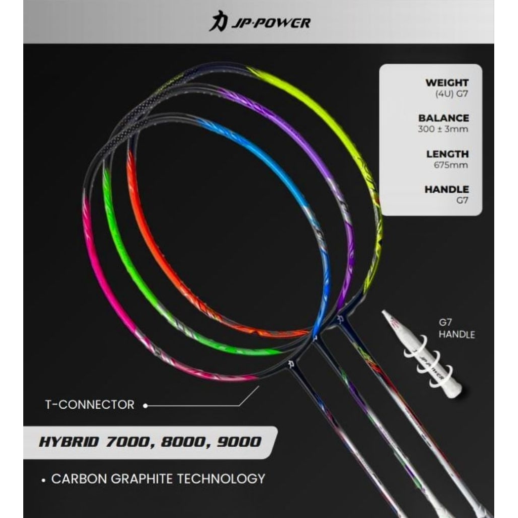 RAKET BADMINTON JP POWER HYBRID 7000 8000 9000 ORIGINAL