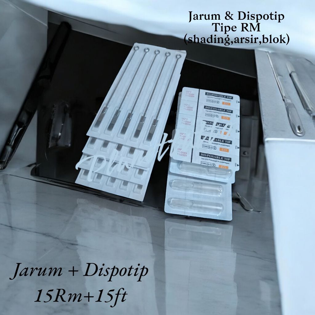 1 Papan Jarum Dan Disposable Tatto Ukuran 15RM + 15FT / RM15 + FT15 Sepasang Jarum + Disposable Tips