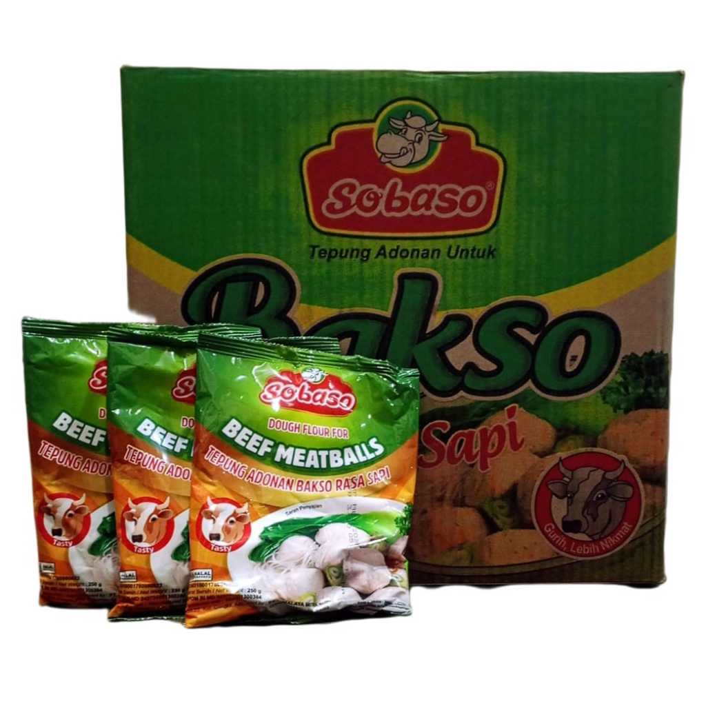 

Tepung Adonan Bakso Sobaso Rasa Sapin250 gr 1 dus isi 40 pcs