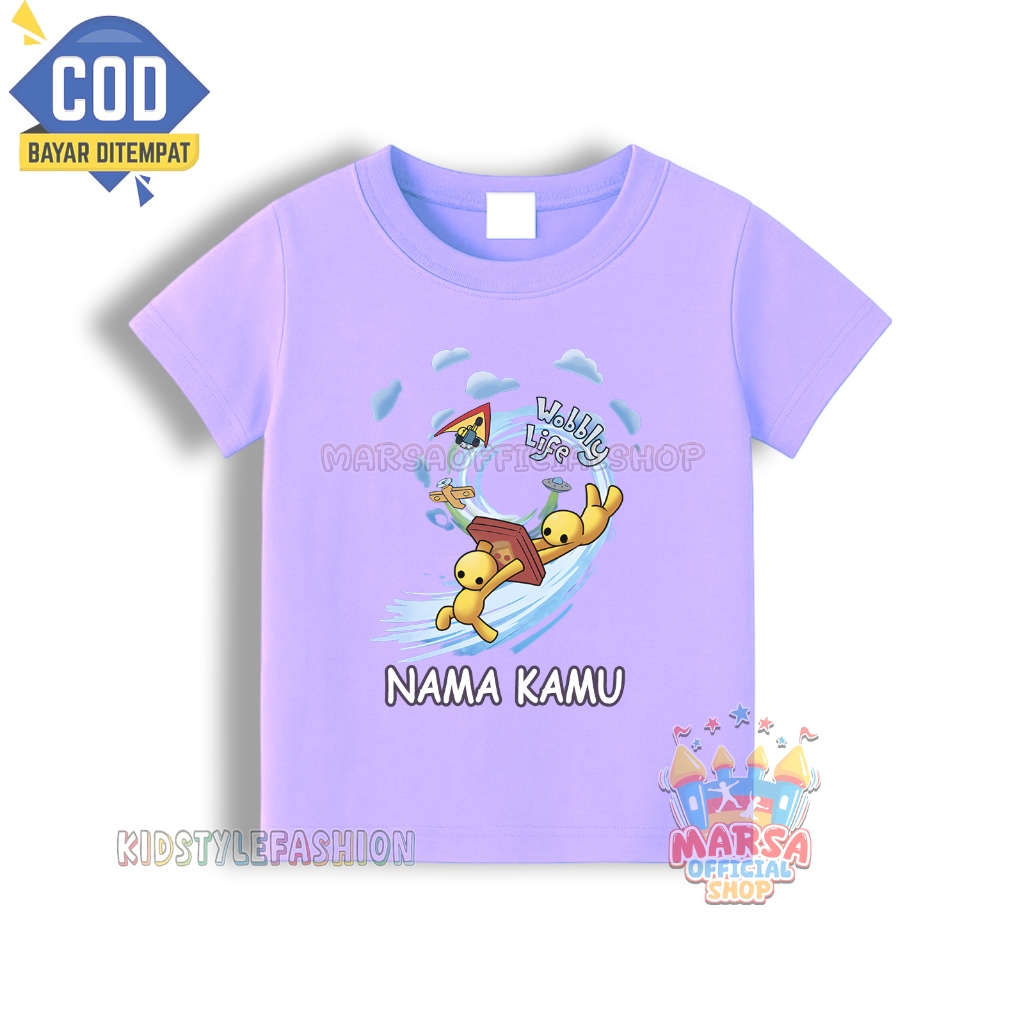 Tshirt kaos anak animasi wobbly life free nama - Kaos atasan anak wobbly life gratis tambah nama