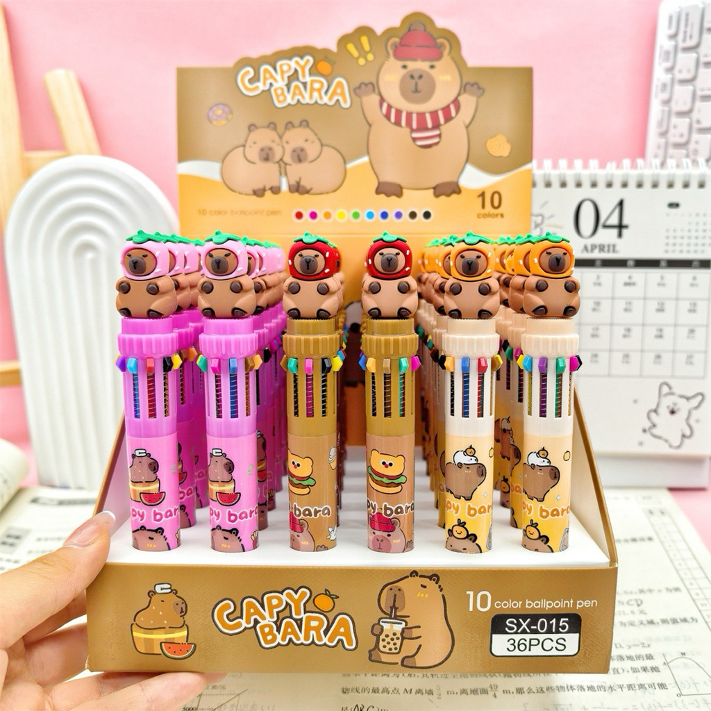 

Pulpen bentuk Capybara 6 Warna Warni 3D / Pulpen Gel Cetek Kartun Lucu Karakter 0.5mm
