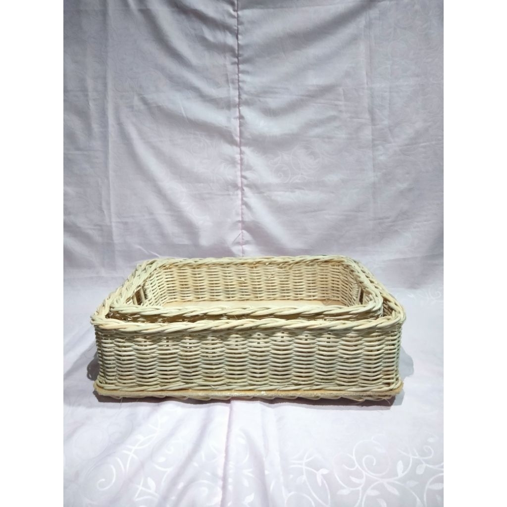 PROMO Keranjang rotan Murah, Kotak LACI Hampers pernikahan Natural 1set isi2