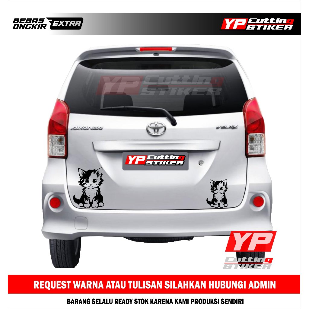 Sticker mobil gambar kucing lucu terlaris stiker variasi mobil gambar kucing stiker kucing