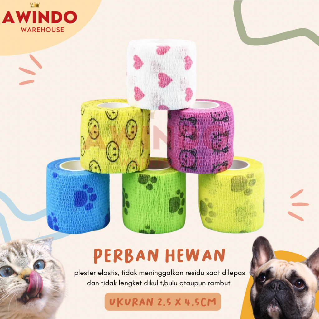 PERBAN HEWAN - Plester Elastis Hewan Kucing Anjing Alas Kaki Kaos Kaki Perban Pet Foot Binding