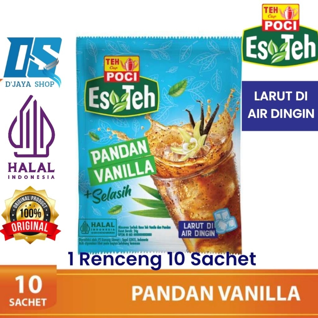 

ES TEH CAP POCI PANDAN VANILA +SELASIH /ES TEH INSTAN 10 SACHET × 24g