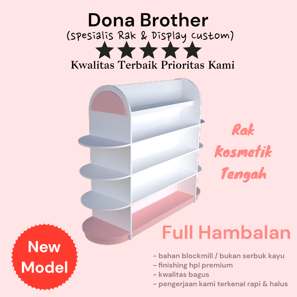 Rak tengah toko kosmetik model papan hambalan