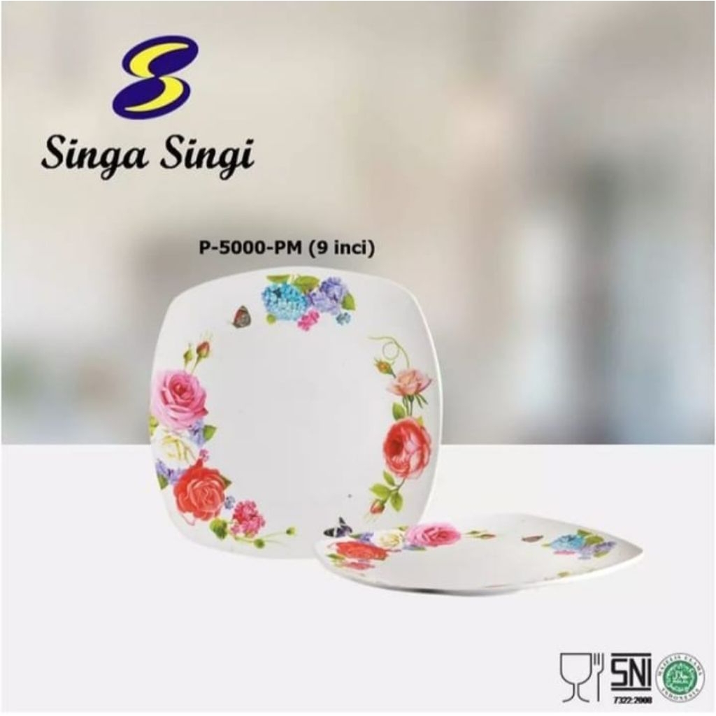 PIRING MELAMIN  KOTAK MOTIF UK 9INCH