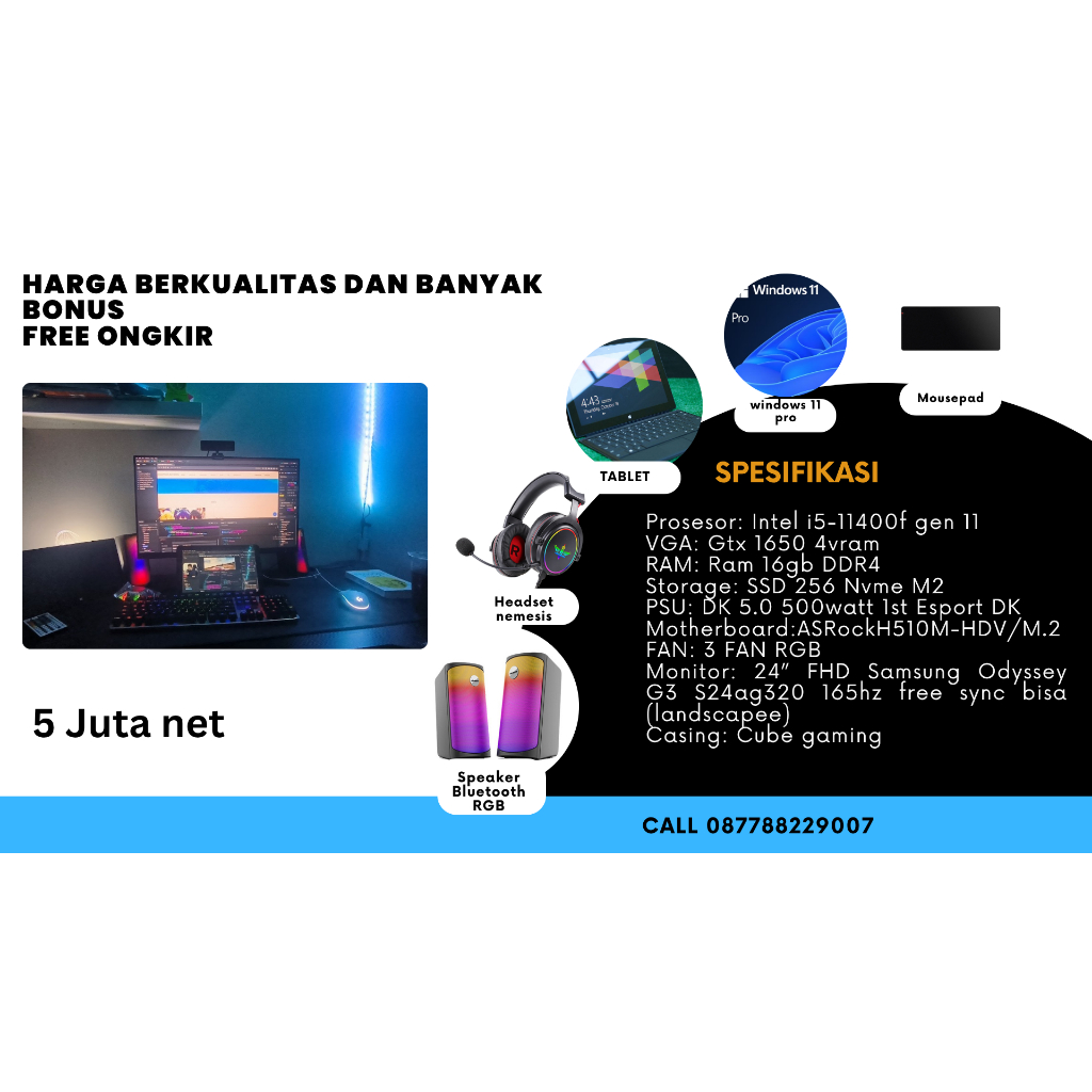 PC Fullset Gaming Pribadi Second GTX 1650ti