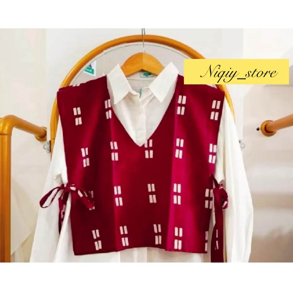 VEST BATIK MERAH PUTIH ROMPI BATIK KANTOR PREMIUM KEMERDEKAAN