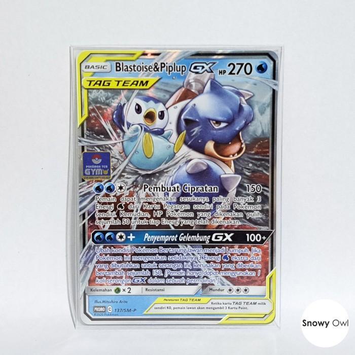 Blastoise & Piplup GX 137/SM-P Tag Team GYM Promo Foil FA Full Art Sun & Moon Pokemon TCG Card Indon