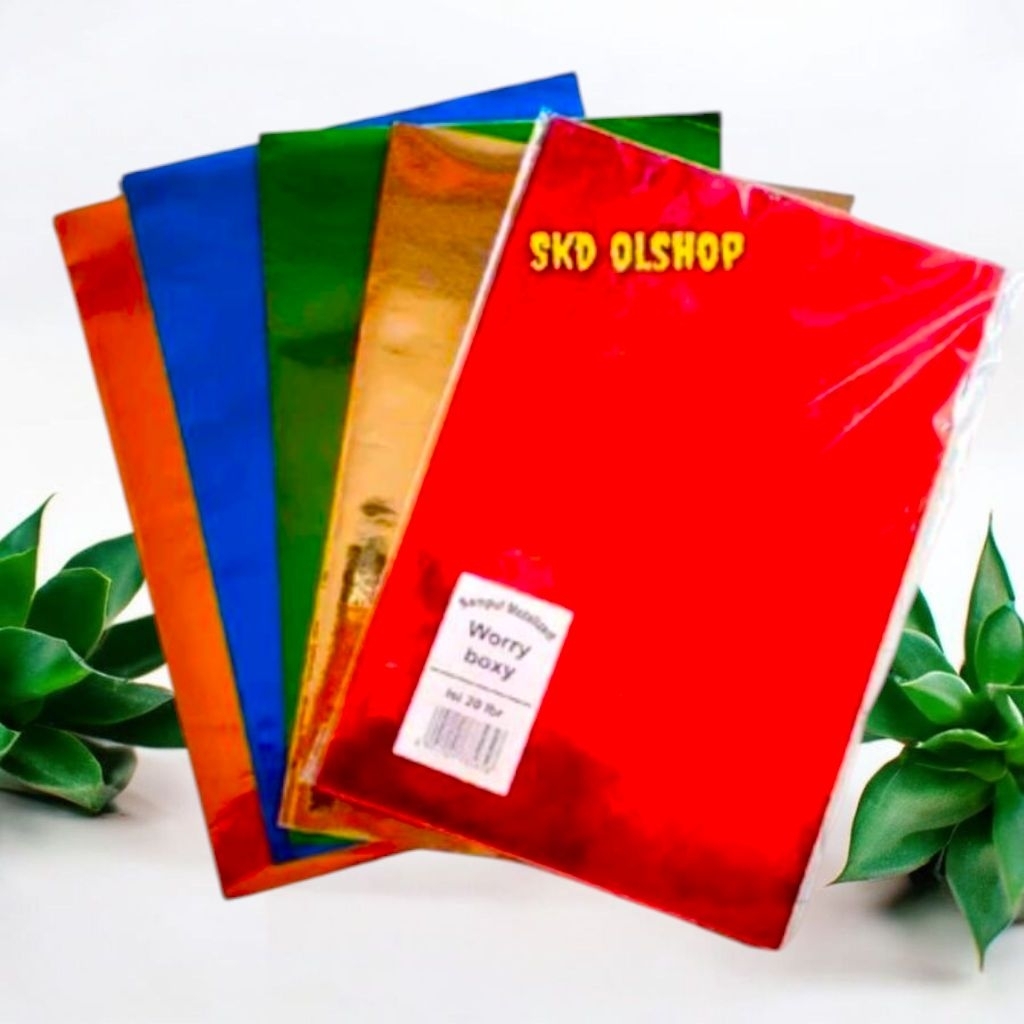 

Sampul Buku Warna Warni Metalik Ukuran KWARTO dan BOXY Isi 20 lembar Kertas 5 Warna