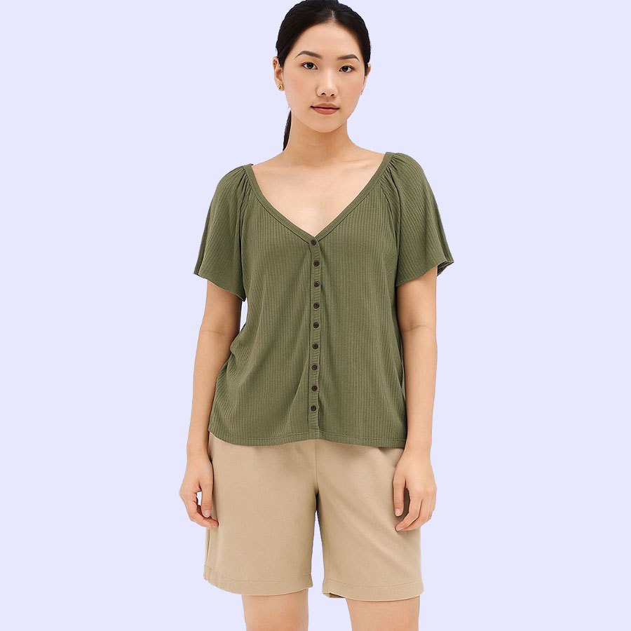BLOUSE WANITA BRB661 FLUTTER RIBKNIT