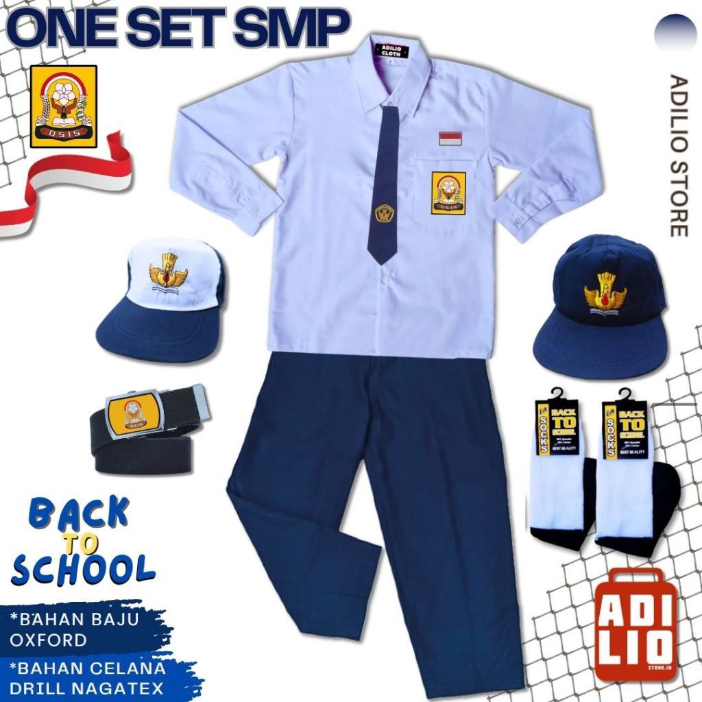 SETELAN SERAGAM SEKOLAH SMP BAJU PANJANG CELANA PANJANG SERAGAM SMP ANAK LAKI-LAKI