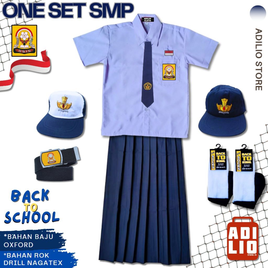 SETELAN SERAGAM SEKOLAH SMP BAJU PENDEK ROK PANJANG SERAGAM SEKOLAH SMP ANAK PEREMPUAN