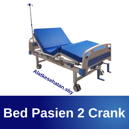 Bed Pasien Manual ABS 2 Crank Ranjang Pasien 2 Engkol ABS Rumah Sakit (GRATIS Matras & Tiang Infus)