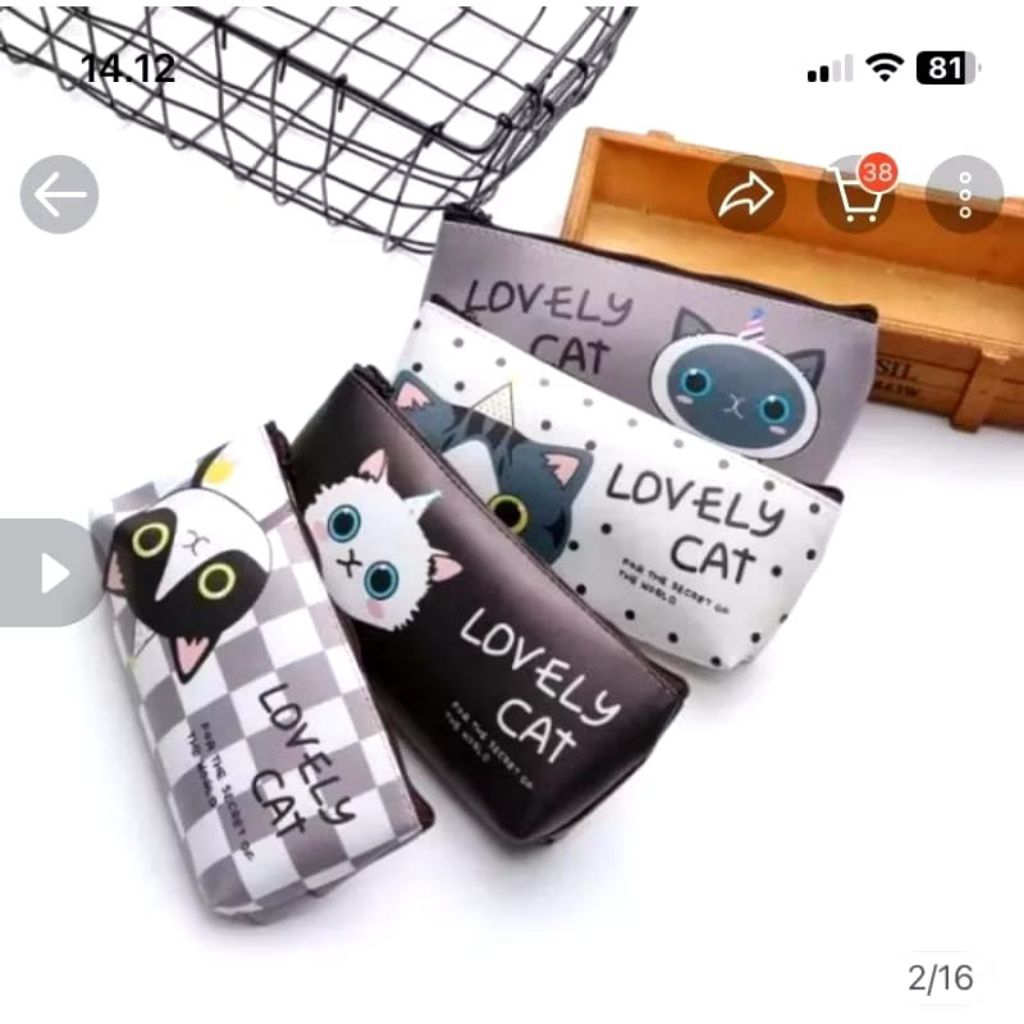 

6/12 Tepak Pensil/ Tepak Lontong Notif Karakte Kucing Ukuran 21 x 9 x 2