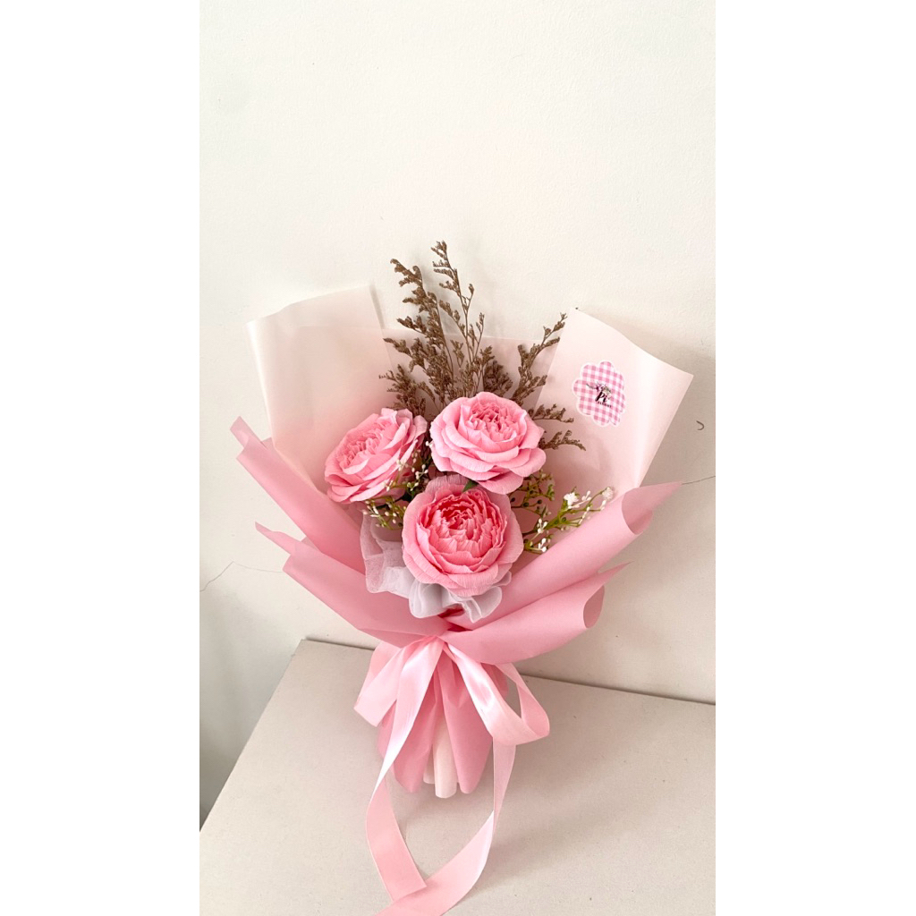 Peony crepe paper flower handmade/bunga kertas peony