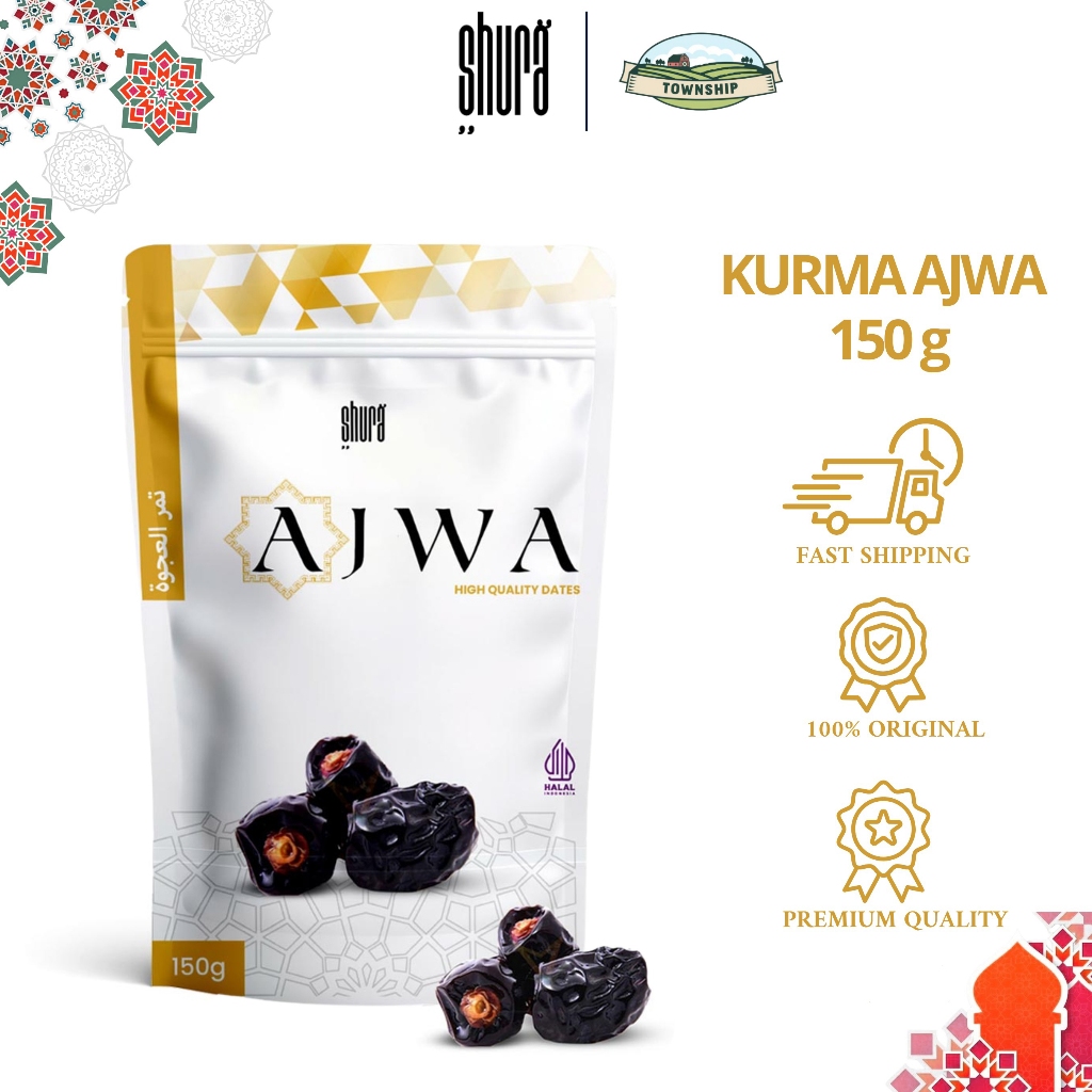 

Shura Kurma Ajwa High Quality Dates Nabi Kemasan Pouch 150gr Kurma Arab Premium