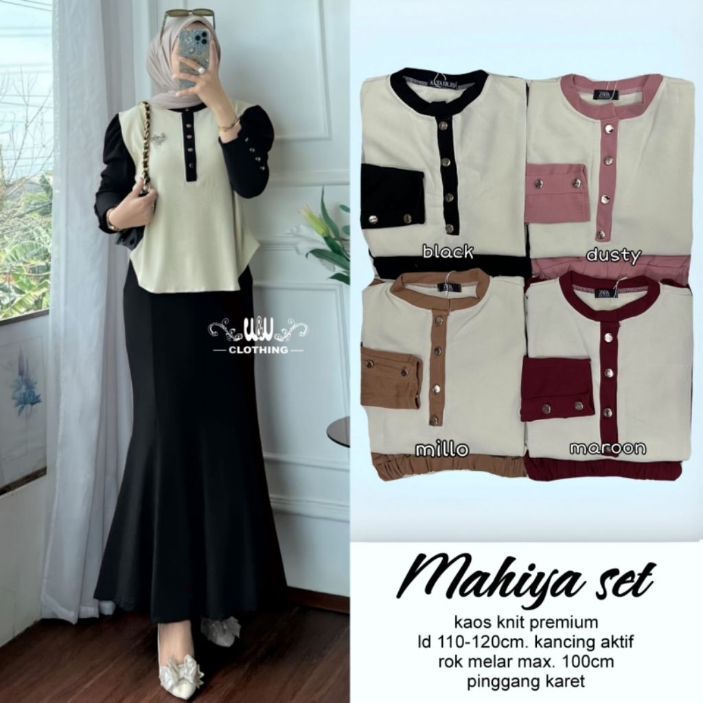 Mahiya Set Setelan Rok Model Duyung Atasan Lengan Panjang
