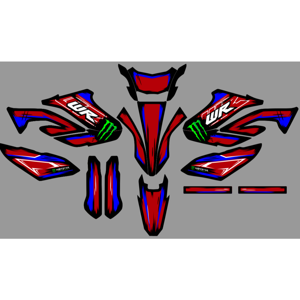 Decal Sticker - Stiker Dekal Yamaha WR motif putih lis hijau stabilo D-C8-053