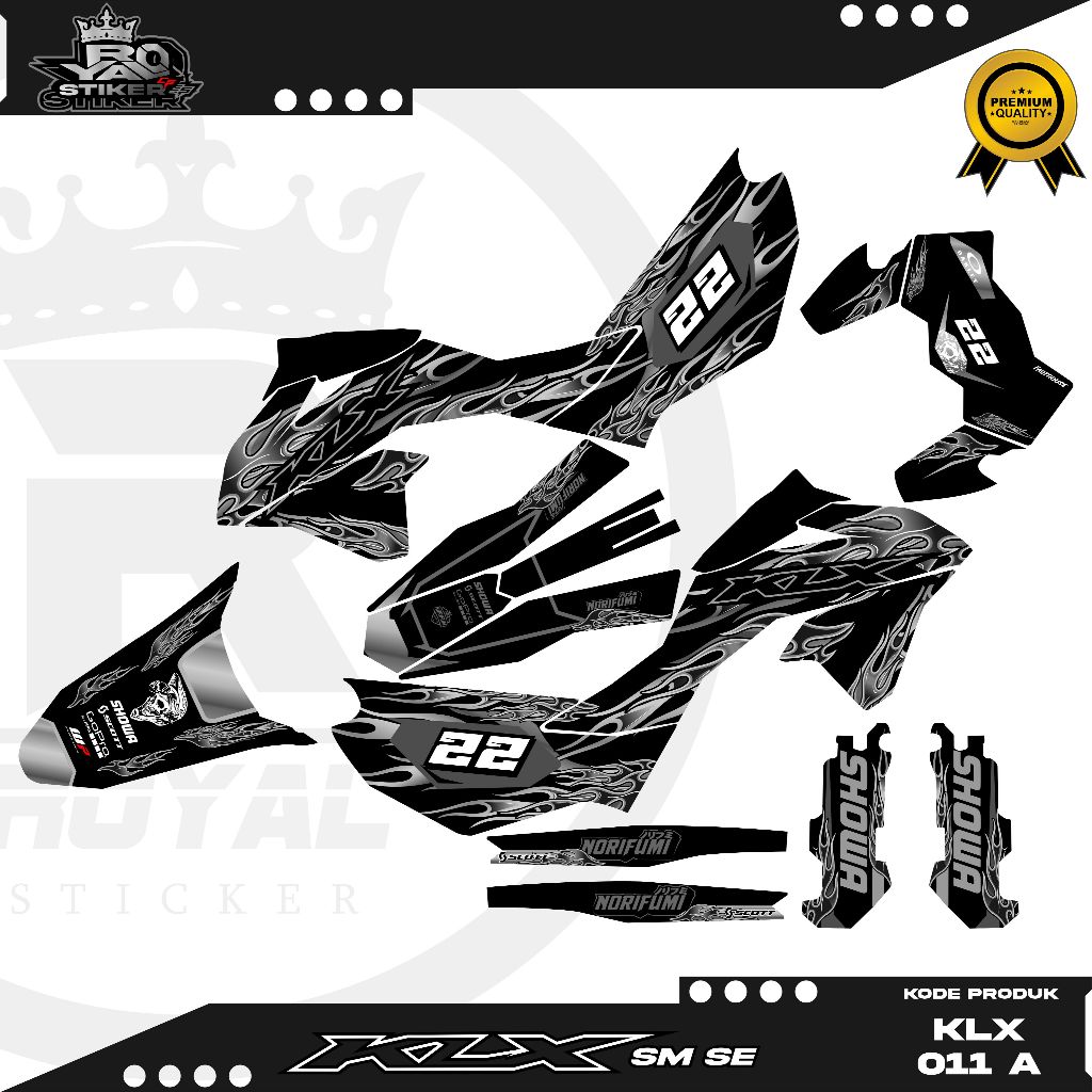 DECAL STIKER KLX SM SE -FULL BODY MOTOR KAWASAKI KLX BISA CUSTOM NAMA NOMOR - KLX 011