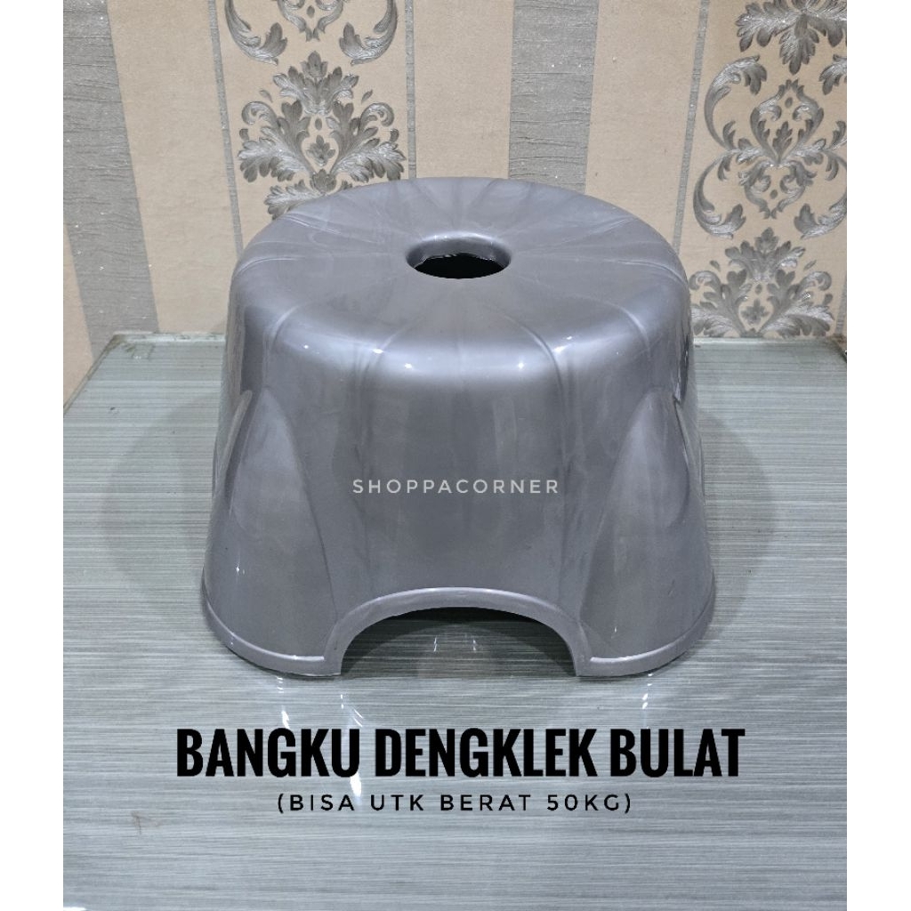 BANGKU JONGKOK BULAT PLASTIK / KURSI DENGKLEK MINI PLASTIK / BANGKU DENGKLEK PETAK