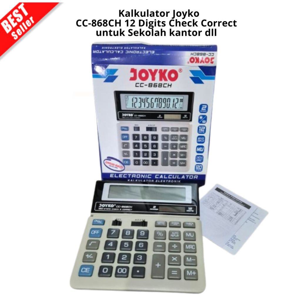 

Calculator Kalkulator JoykoCC-868CH 12 Digits Check Correct-CC-868CH kalkulator sekolah kantor