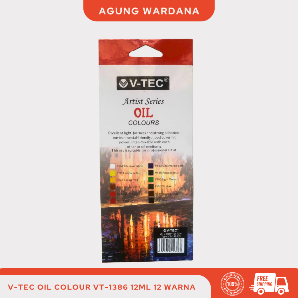 

CAT MINYAK V-TEC OIL COLOUR VT-1386 12ML 12 WARNA