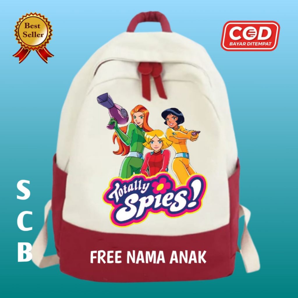 TOTALLI SPIES Tas Ransel Anak Sekolah SD PAUD Totally Spies free nama