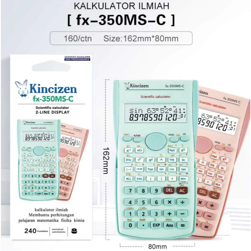

Original Kalkulator KINCIZEN FX 350MS-C Scientific - 240 fungsi Anak sekolah FX 350 MS