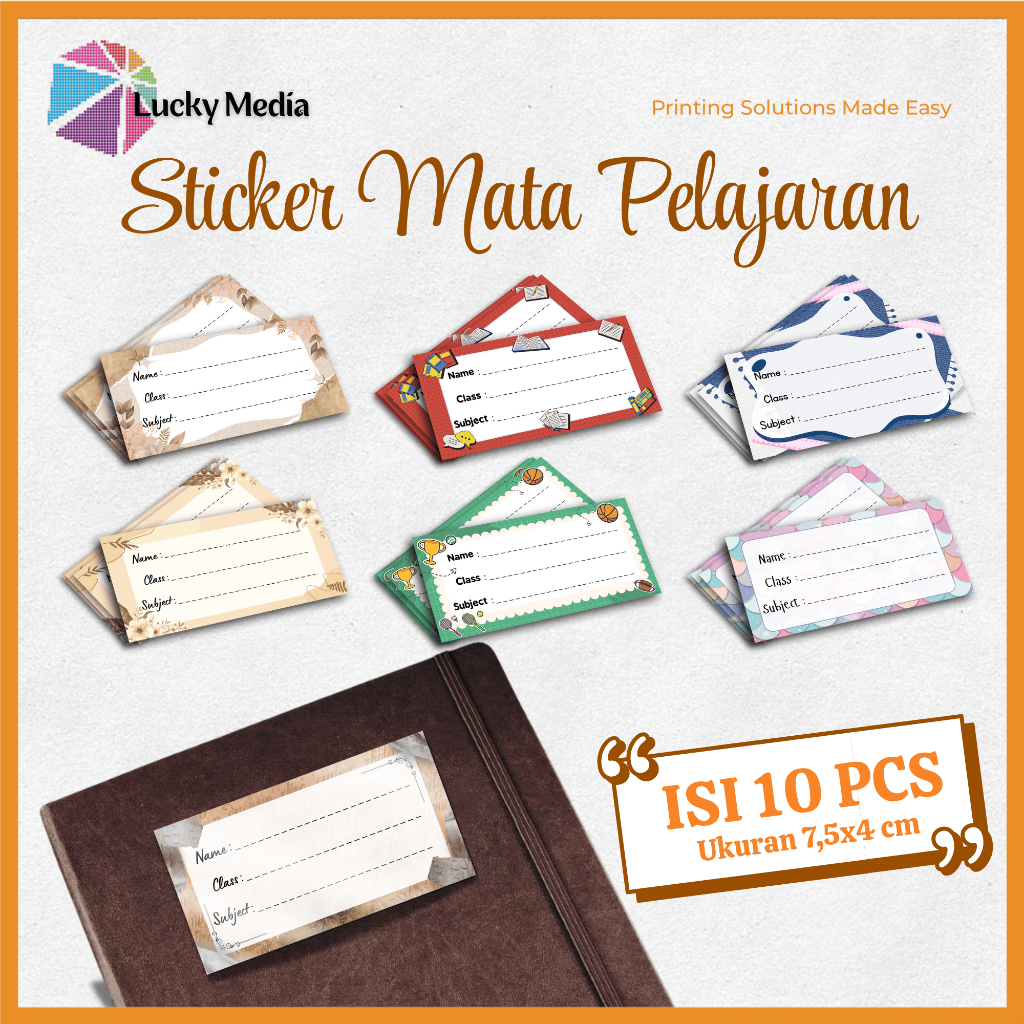 

[READY] Stiker Mata Pelajaran Sekolah Aesthetic isi 10pcs Sticker Book Name Mapel Label Buku Polos