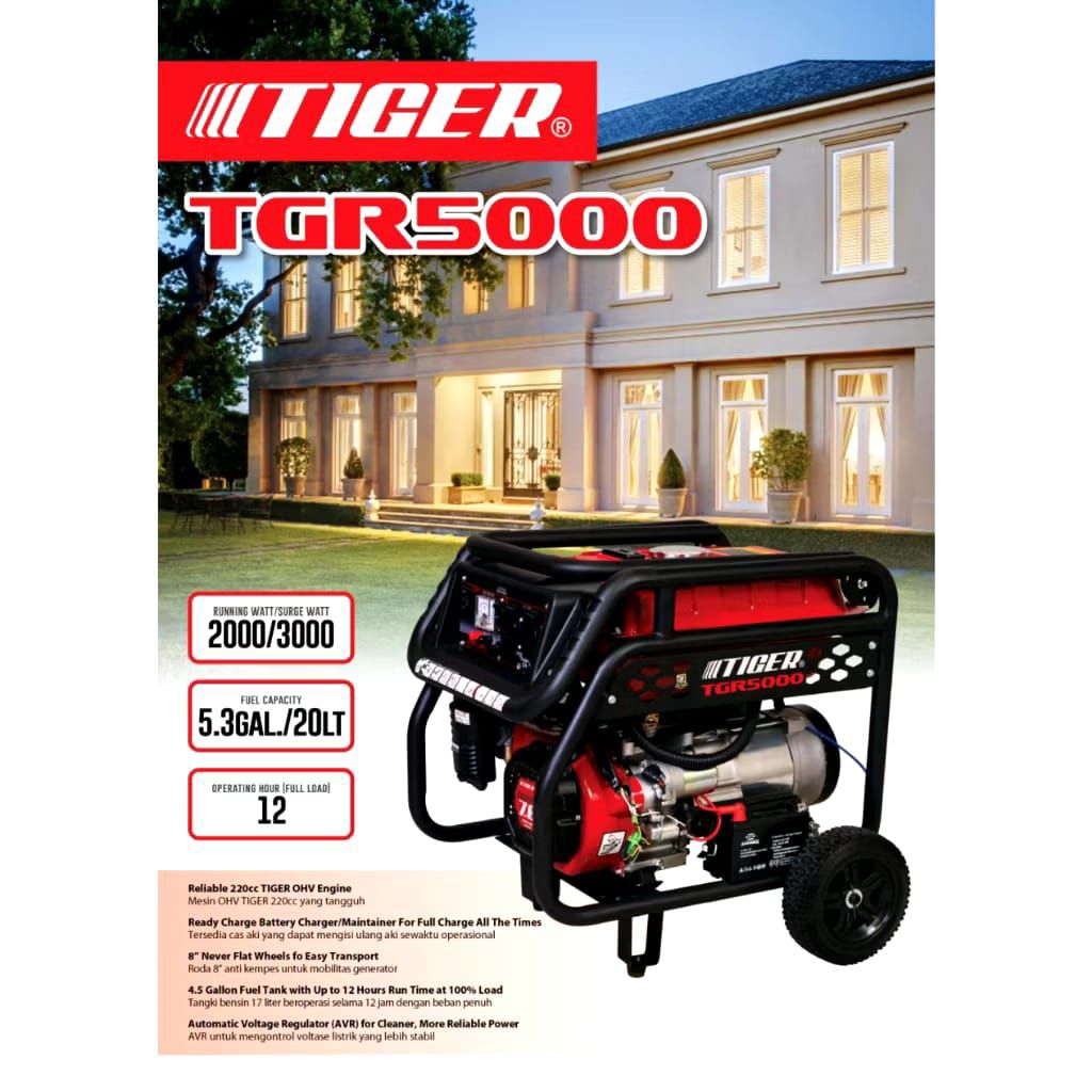 Genset TIGER TGR5000 3000 Watt / Power Generator Genset 3000Watt