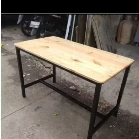 meja makan meja cafe. meja kaki besi hollow. meja makan kayu jati Belanda