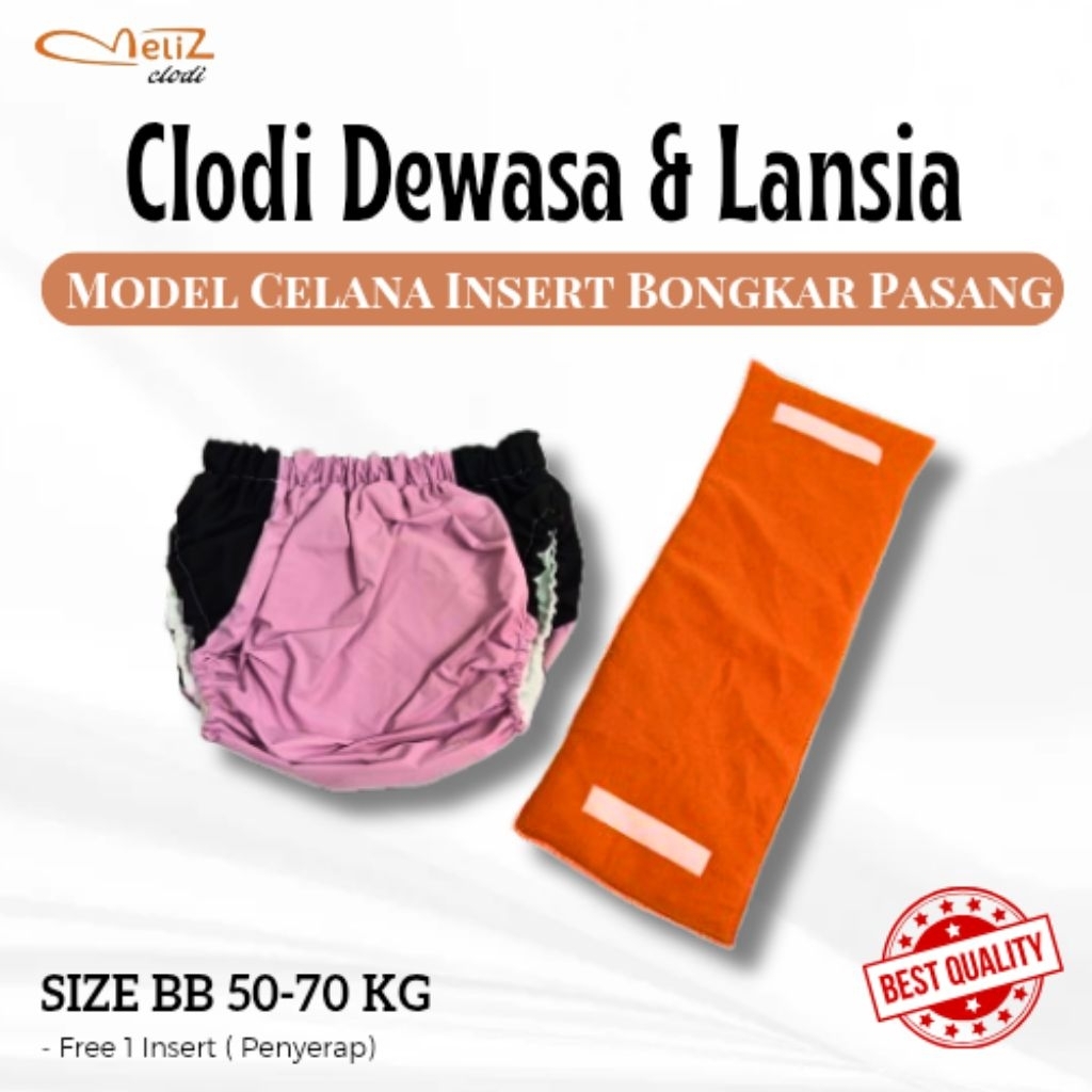 Clodi Lansia Insert Bongkar Pasang. BB 50-70 Kg, Popok Kain Ulang, Popok Lansia,Popok Dewasa Celana,