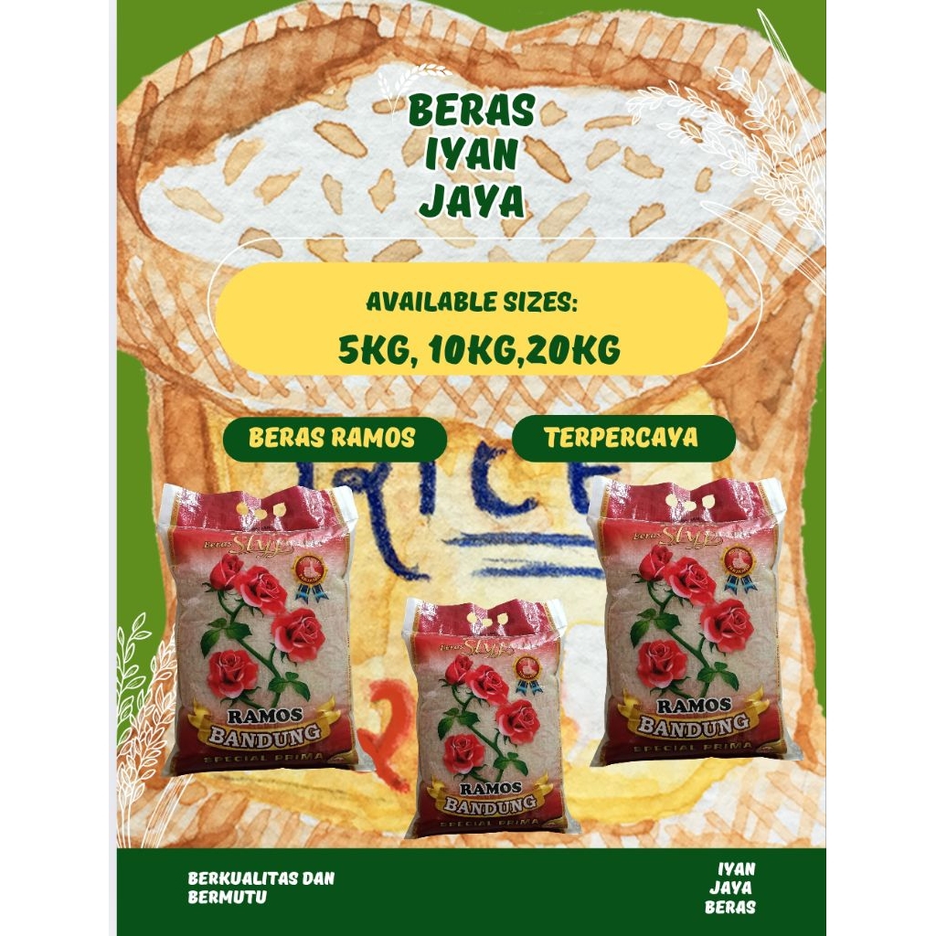 

beras Ramos bandung 5kg slyp super kualitas terjamin