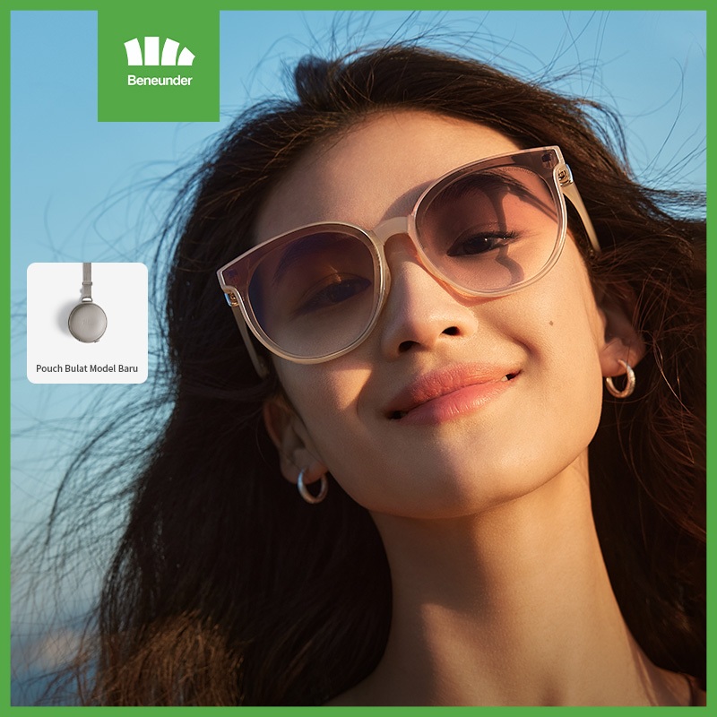 Beneunder - Kacamata Hitam Fashion Lipat Wanita/Pria | Kacamata Bulat Bingkai Besar - FO31624
