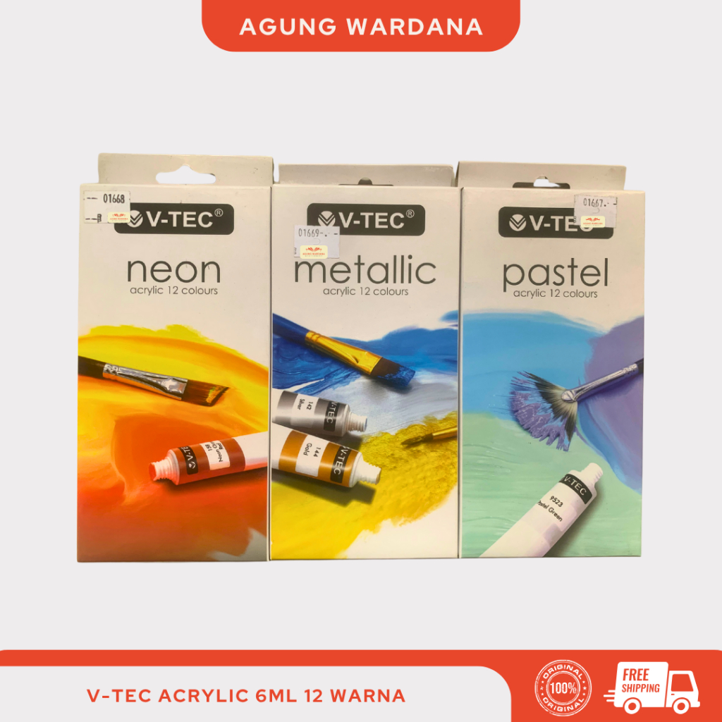 

CAT AKRILIK V-TEC ACRYLIC 6ML 12 WARNA PASTEL/NEON/METALIC
