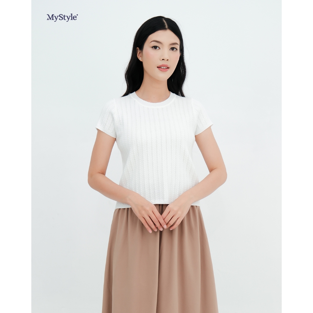 MyStyle Nova Knit Top | Atasan Blouse Rajut Polos Lengan Pendek | Hello Spring | Mystylefashion.id