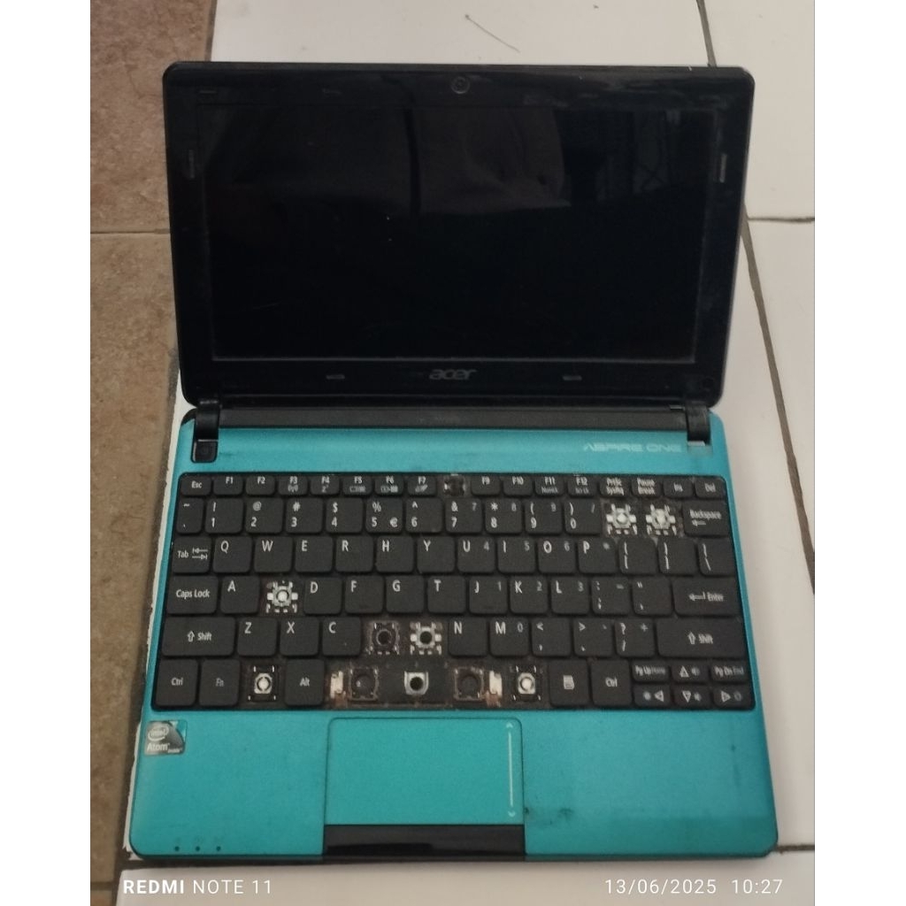 Notebook Acer Aspire One D270 intel atom DDR3 kondisi Mati/matot,keyboard rusak,tidak ada Hardisk & 