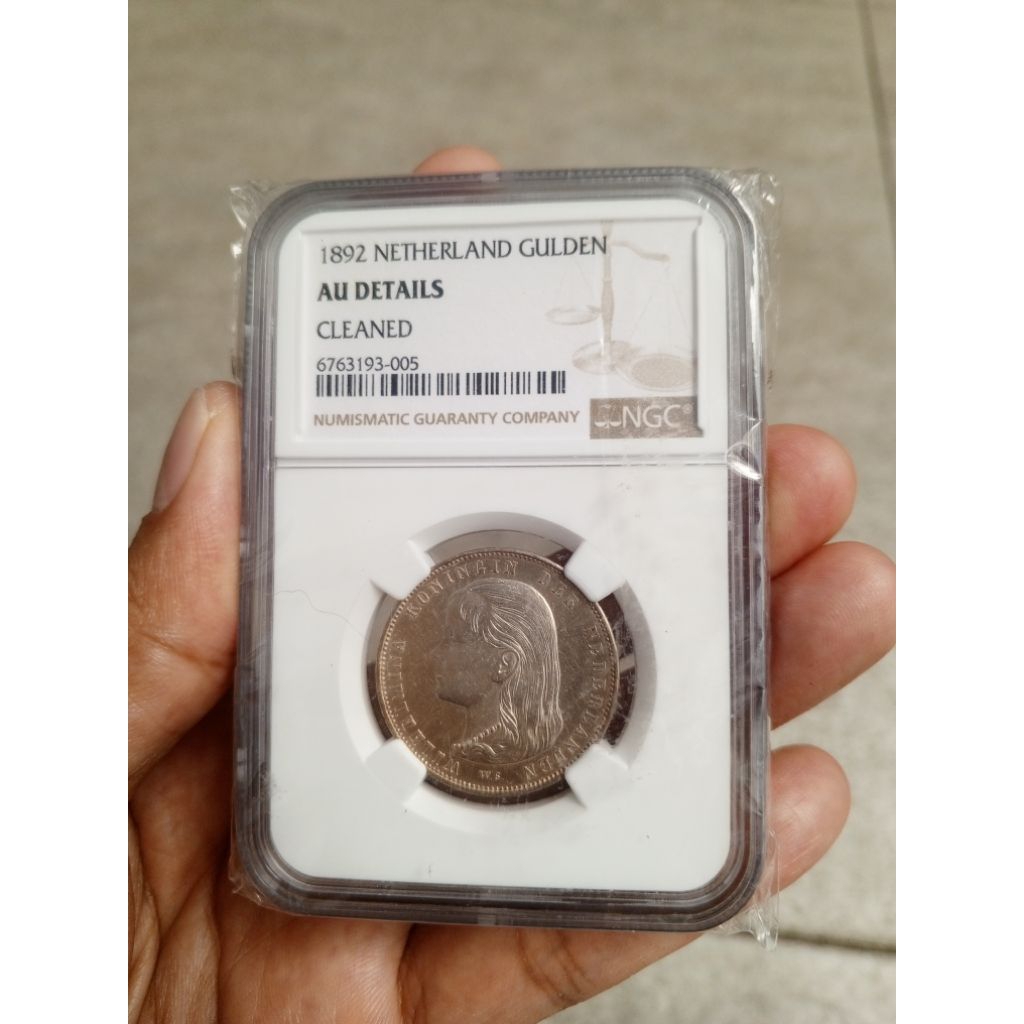 NGC AU Details 1892 Netherland Gulden.