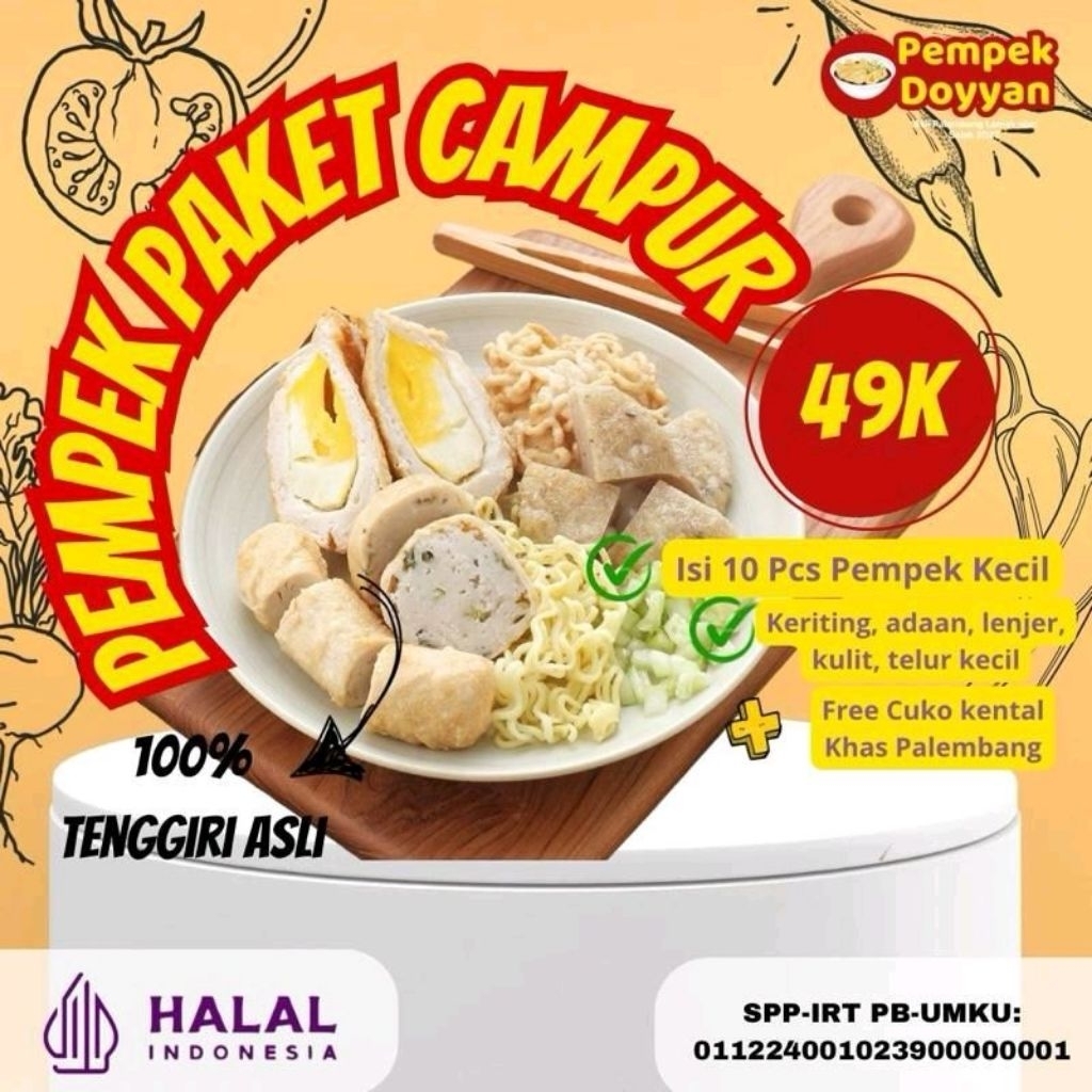 

PAKET PEMPEK CAMPUR 10PCS KHAS PALEMBANG FULL TENGGIRI