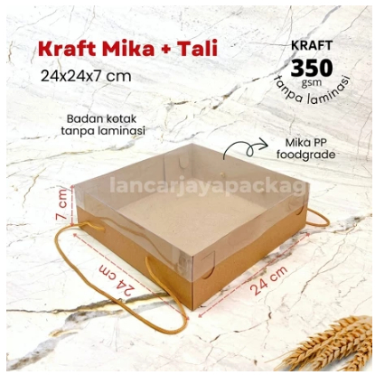 

Dos Kraft Tali Tutup Mika Kotak Kemasan Kue Tart Cake Roti Hampers 24x24x7 Cm