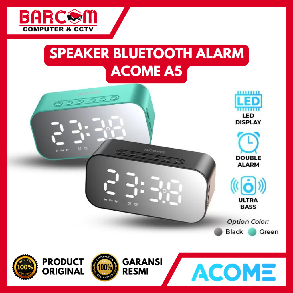 ACOME SPEAKER BLUETOOTH ACOME A5 5.0 ALARM TERMOMETER LED DISPLAY ULTRA BASS - ORIGINAL ACOME