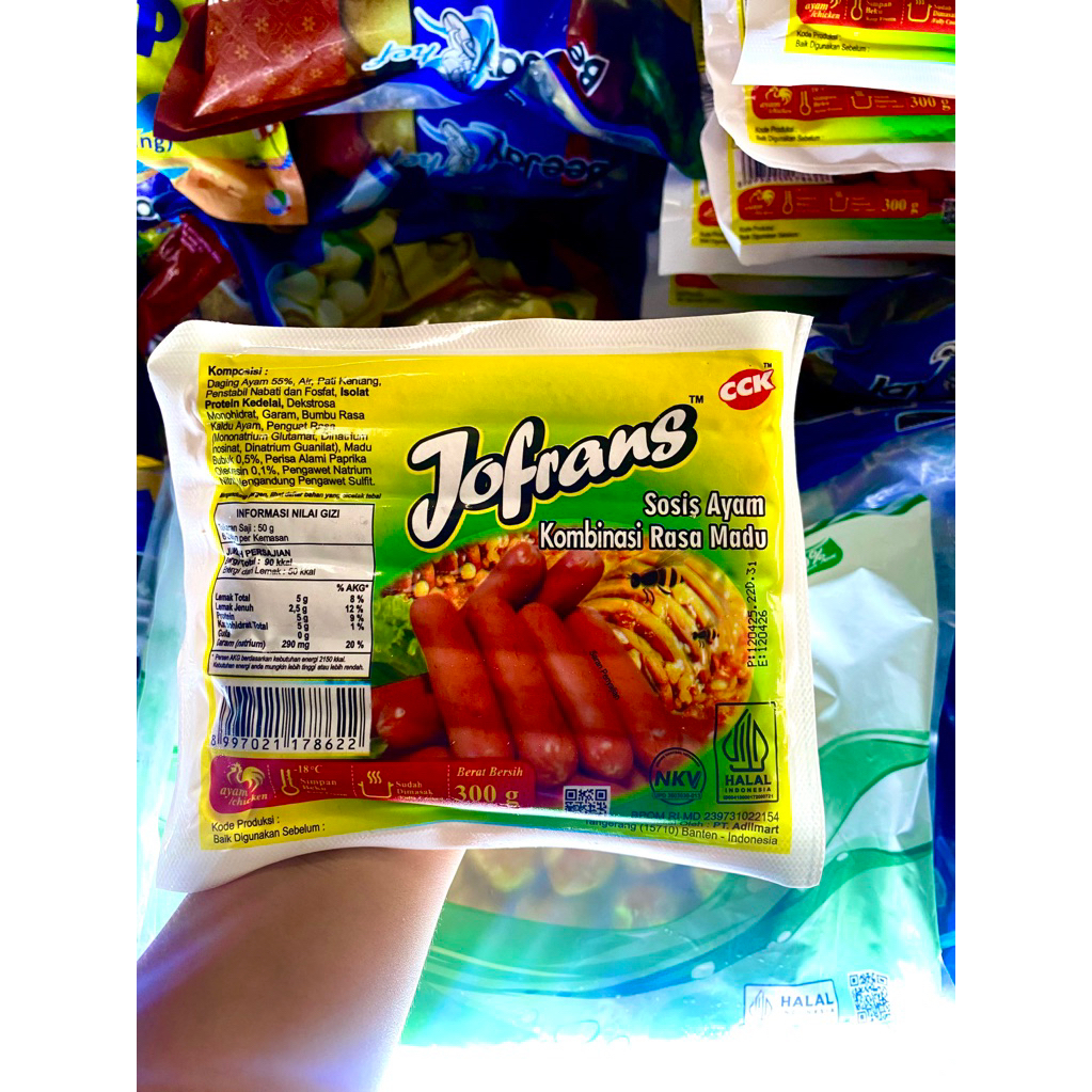 

JOFRANS Sosis Ayam kombinasi Rasa Madu 300gr / sosis ayam rasa madu frozen