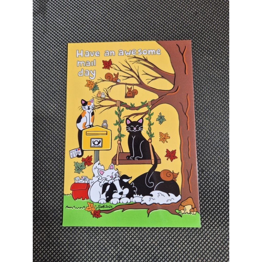 

kartu pos kucing titina kotak pos/post box titina cat postcard