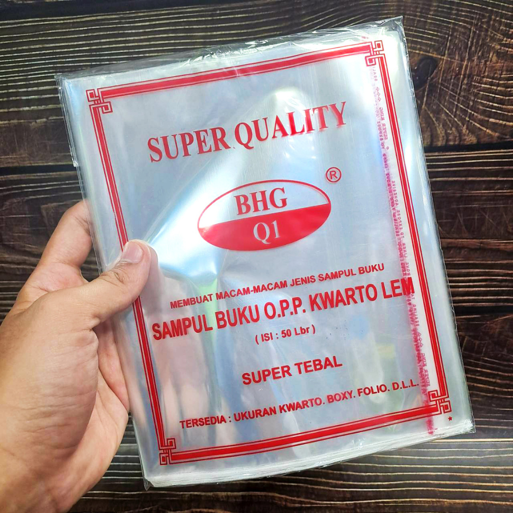 

Sampul Buku OPP Kwarto Bahan Tebal Isi 50 Lembar dengan Lem Plastik Bening dan Tebal - BHGF97
