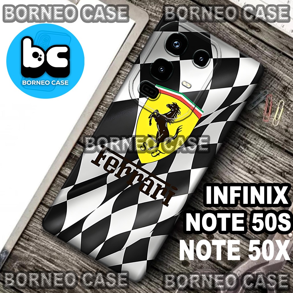 (20)Borneo Case, Casing HP INFINIX NOTE 50S/NOTE 50X (MOTIF MOBIL FERRARI), TYPE LAIN CHAT ADMIN