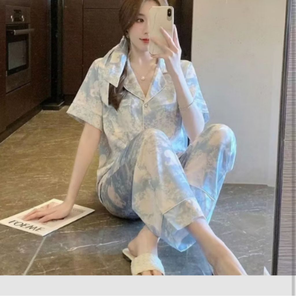 Baju tidur Korean warna biru