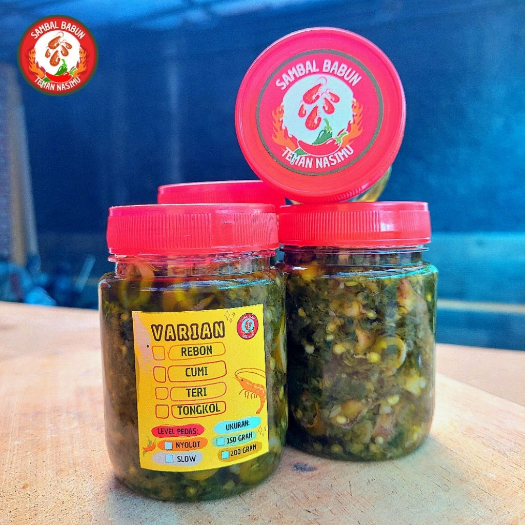 

Sambal Cumi Cabe Hijau Kemasan 200 gram - Sambal Babun - Sambal Cumi Ijo Babun