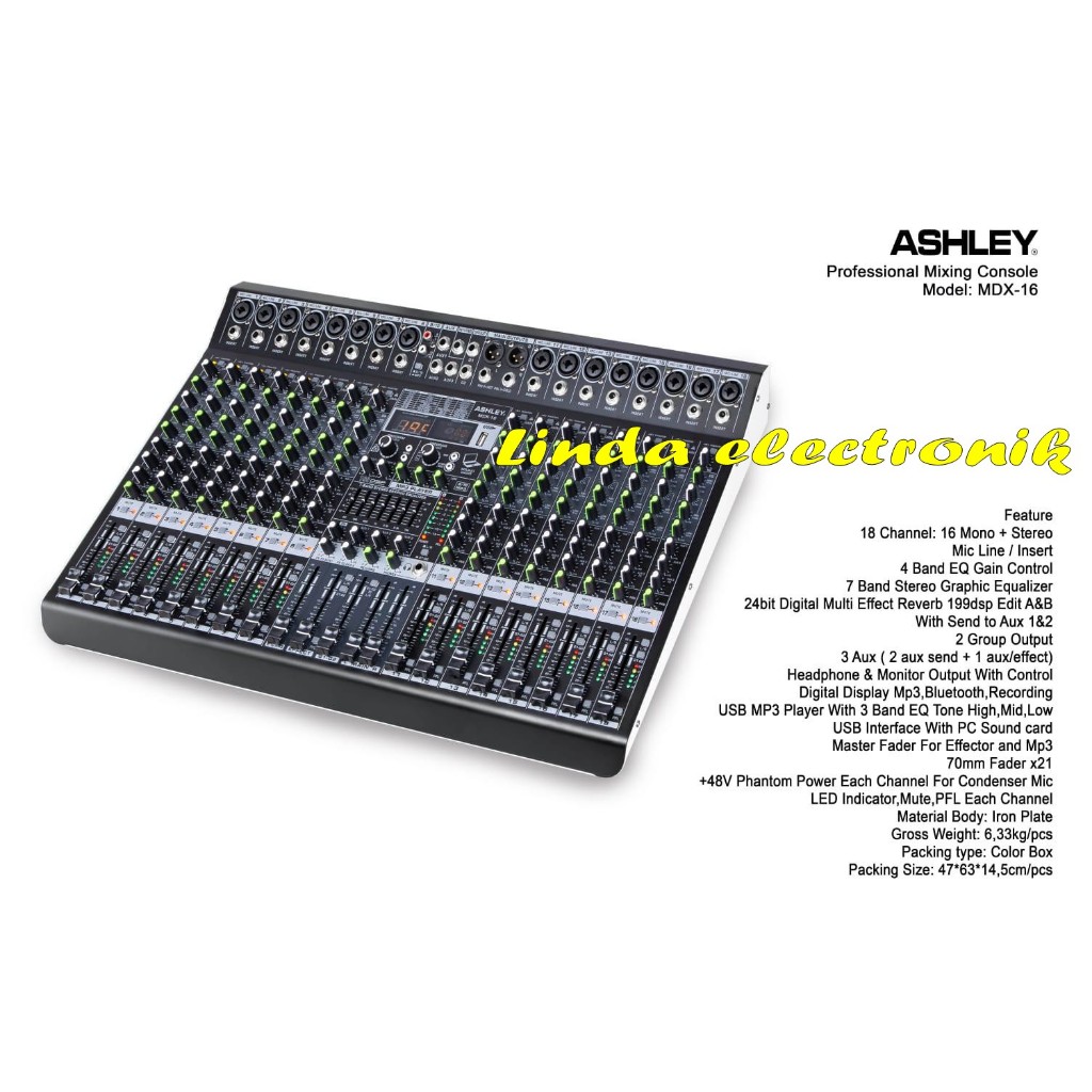 MIXER ASHLEY MDX 16 16 CHANNEL MDX16 / MDX 16 ORIGINAL